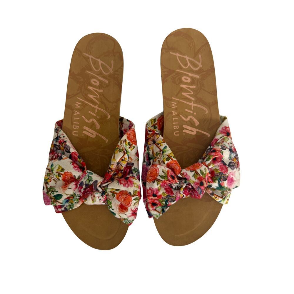 Blowfish Malibu Floral Bow Slide Sandals Size 7 - Picture 3 of 8